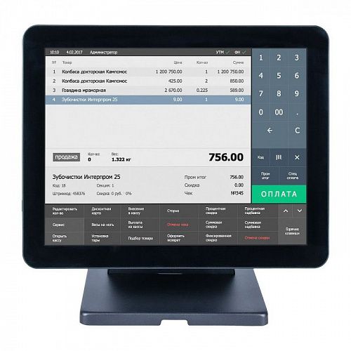 Сенсорный моноблок POSCenter Atlas (15.6", PCAP, J4125, RAM 8Gb, M2 SSD 128Gb, 8U-2C-L-H, MSR) без ОС