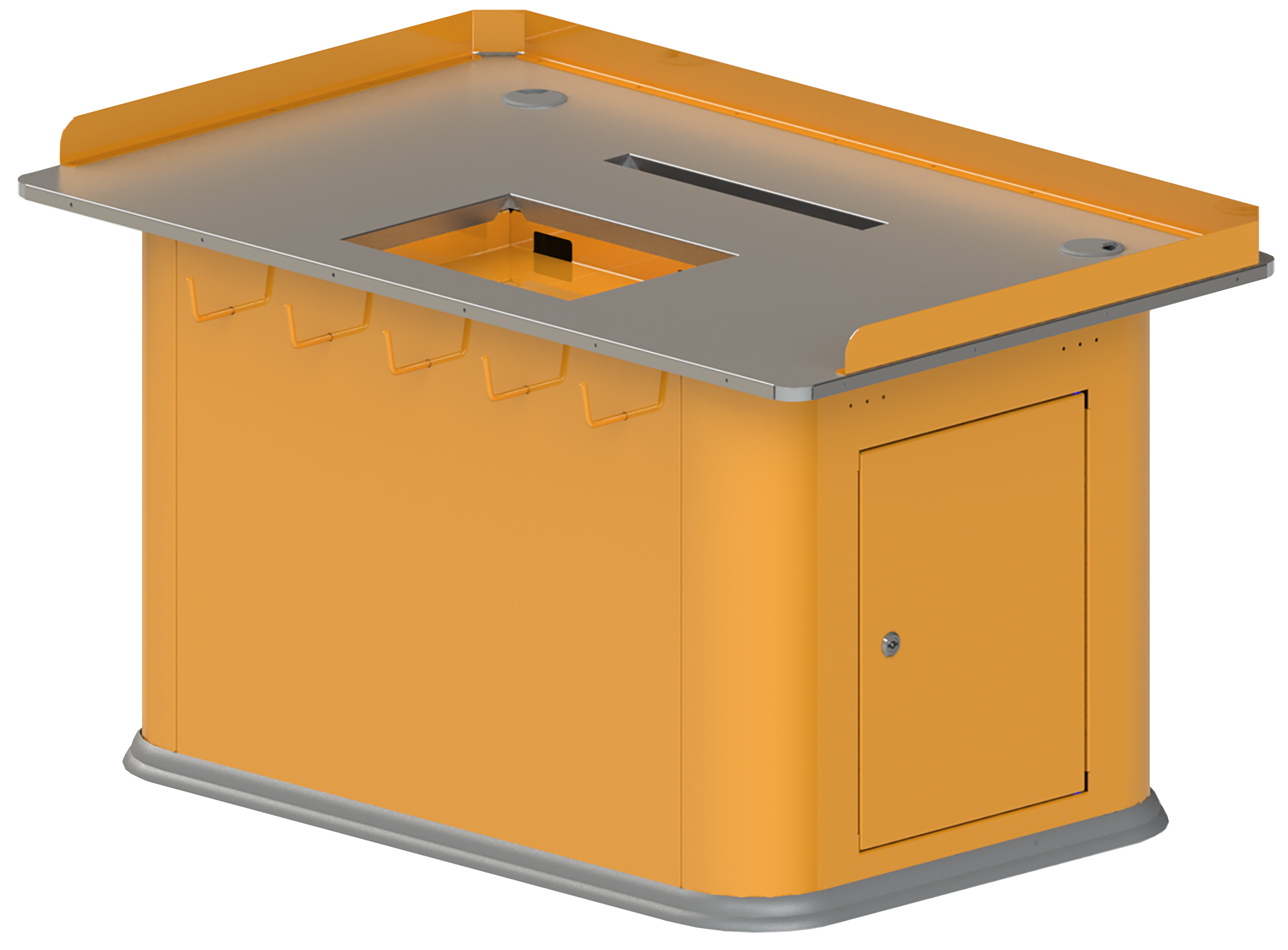 Тумба для кассы самообслуживания для food ритейла с вырезом под сканер-весы