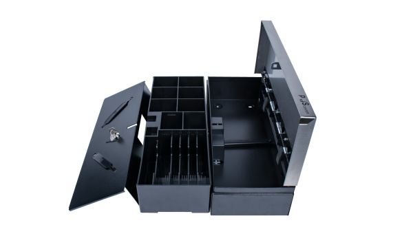 Кассовый бокс, модель Денежный ящик POScenter 460KS 460x170x100, распайка Shtrih 24V, EPSON (Атол), черный с нерж. крышкой, 3.0 м кабель