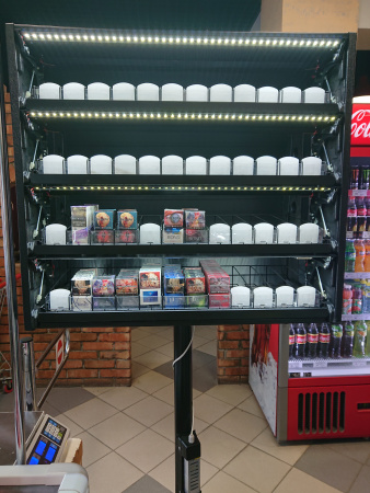 Диспенсер для сигарет четырехъярусный подвесной, 12 линий, 528 пачек