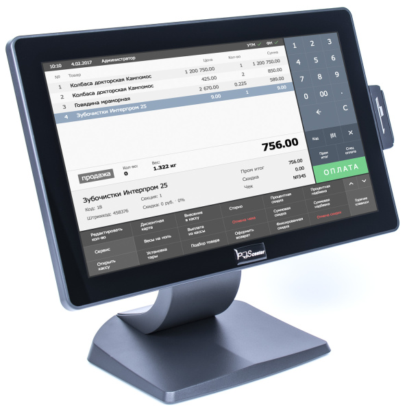 Кассовый бокс, модель Сенсорный монитор POScenter EVA-156 Lite (15,6", 16:9, 1920х1080, VGA, P-CAP, MSR)