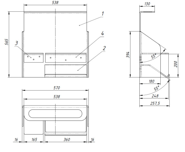 Кассовый бокс, модель Универсальная защита сканера с полками
