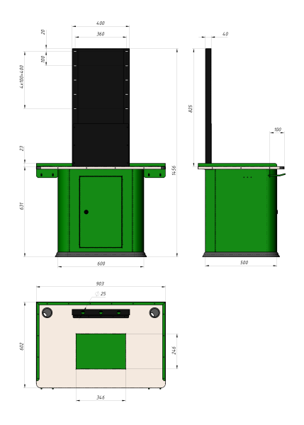 Тумба для терминала самообслуживания с держателем для кассы магазина